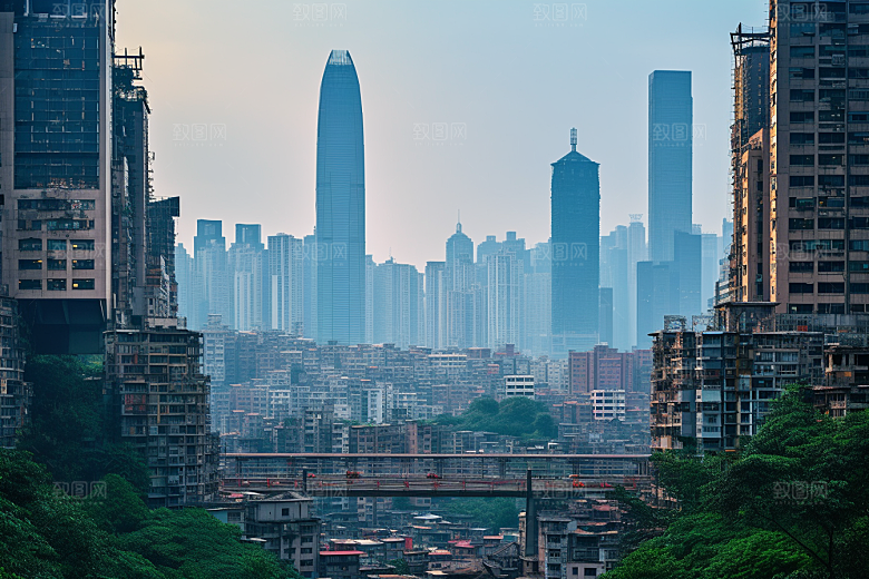 重庆城市赛博朋克风光视觉场景