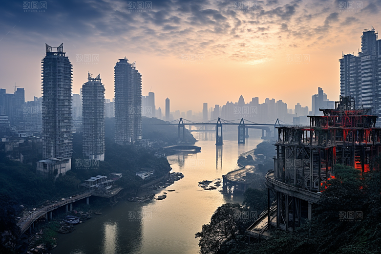 重庆城市山城赛博朋克视觉场景