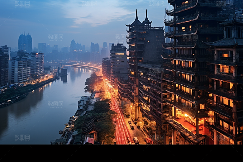 重庆城市大气建筑视觉场景