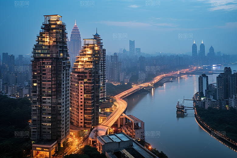 重庆城市赛博朋克山城视觉场景