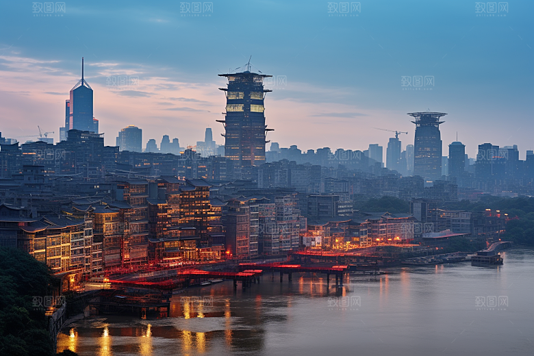 重庆城市大气山城视觉场景