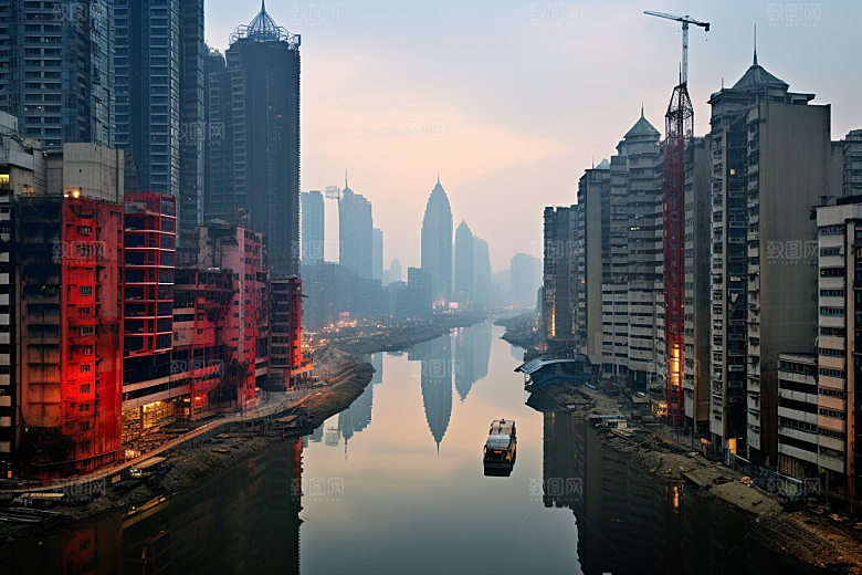 重庆城市赛博朋克建筑视觉场景