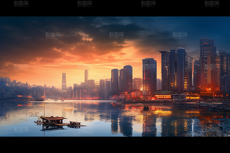 重庆城市赛博朋克风光视觉场景
