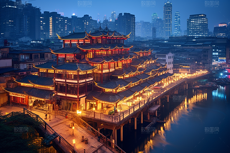 重庆城市赛博朋克山城视觉场景