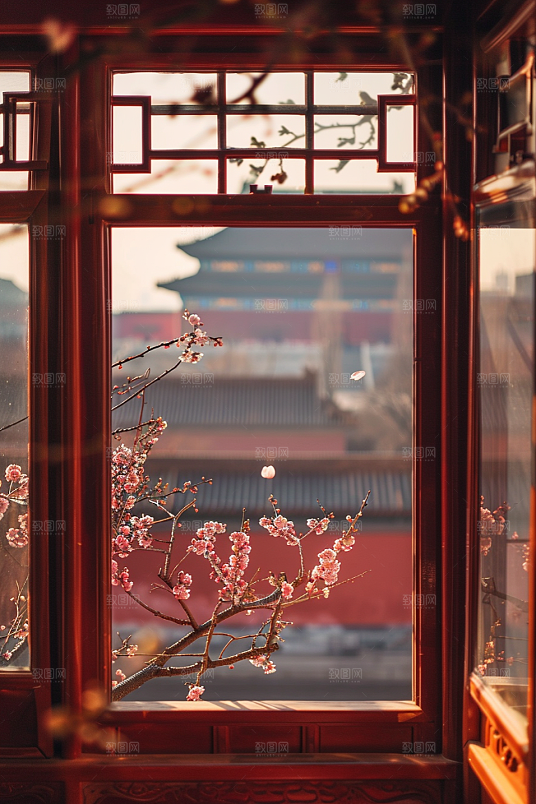 窗外的春色春天室外摄影图