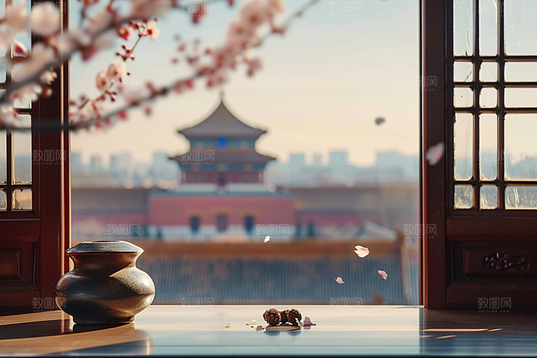 窗外的春色户外景色摄影图