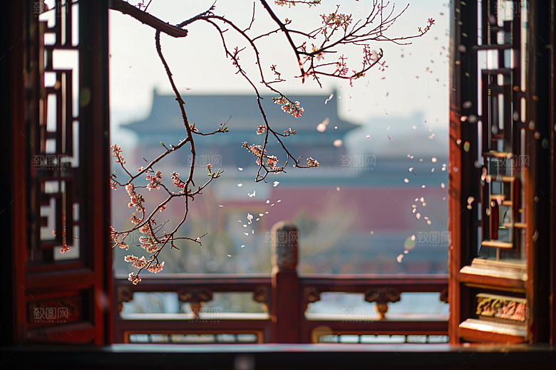 窗外的春色户外生机盎然摄影图