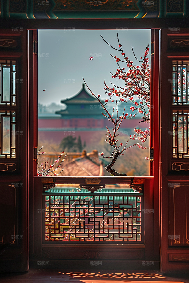 窗外的春色高清景色摄影图