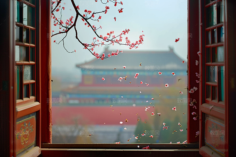 窗外的春色户外景色摄影图