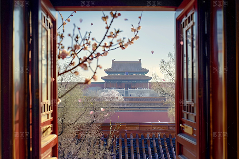 窗外的春色户外生机盎然摄影图