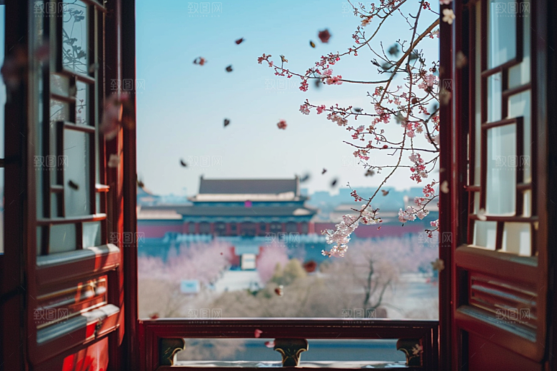 窗外的春色高清户外摄影图