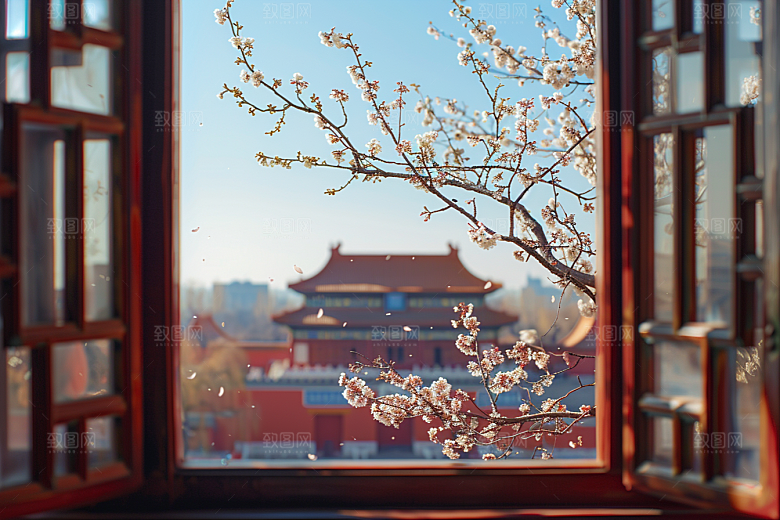 窗外的春色自然室外摄影图
