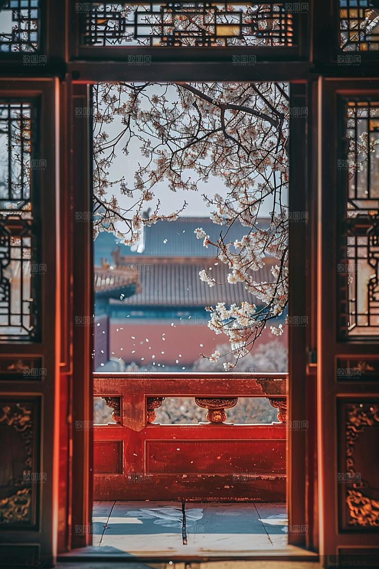 窗外的春色自然户外摄影图