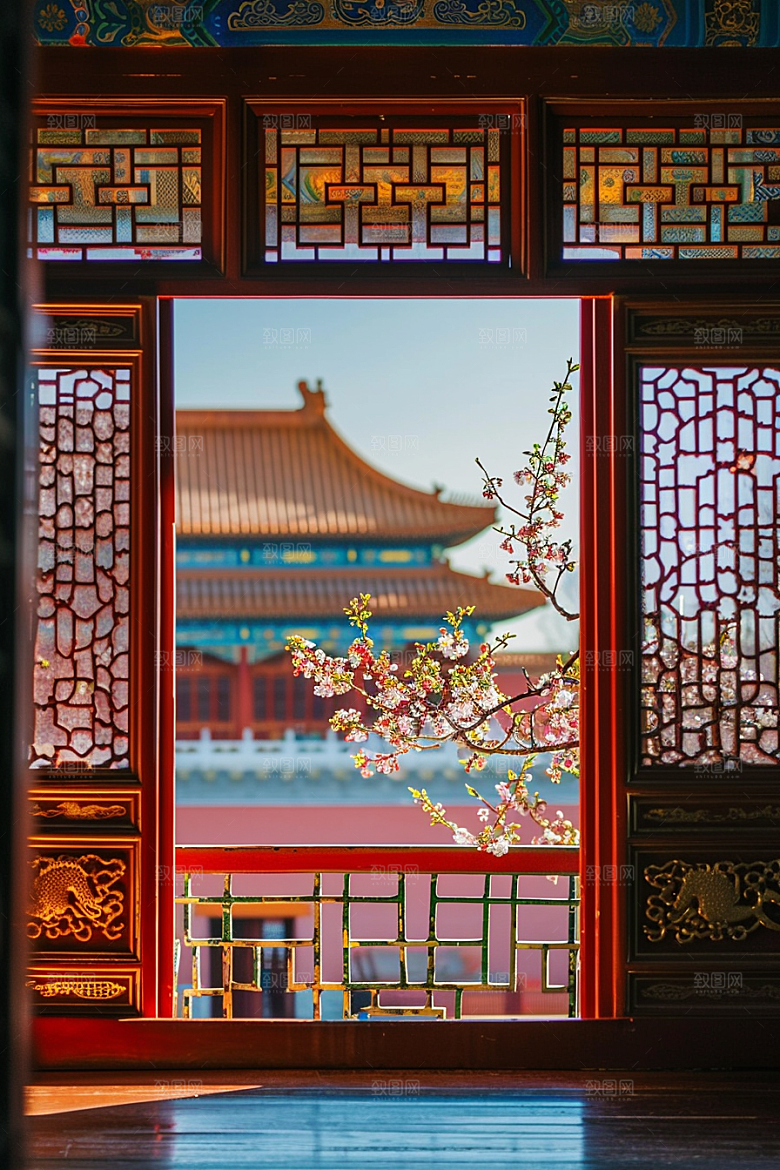 窗外的春色户外景色摄影图