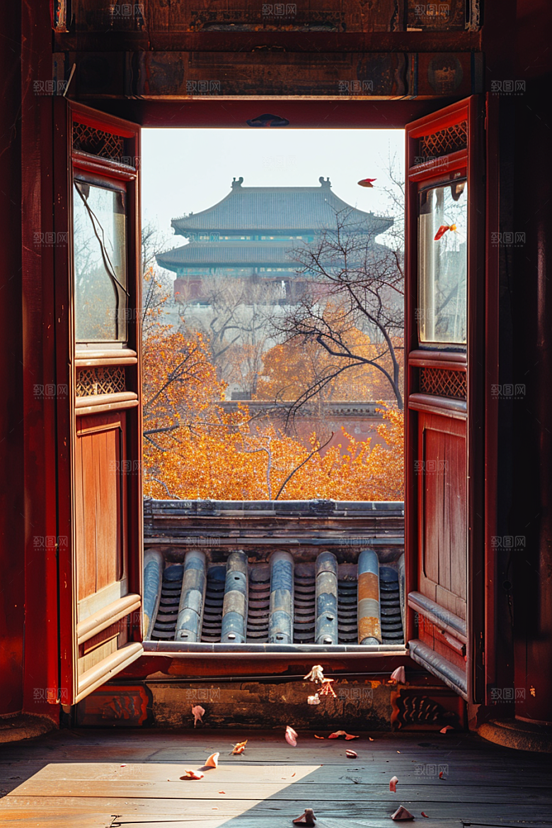 窗外的春色美景高清摄影图