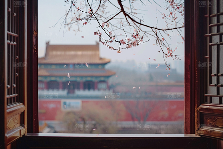 窗外的春色户外清新摄影图