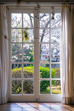 窗外的春色高清景色摄影图