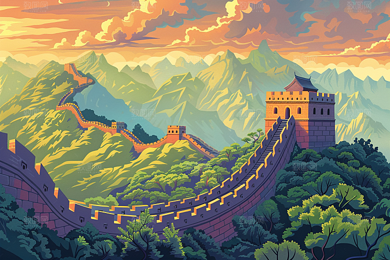 创意长城传统高清艺术插画