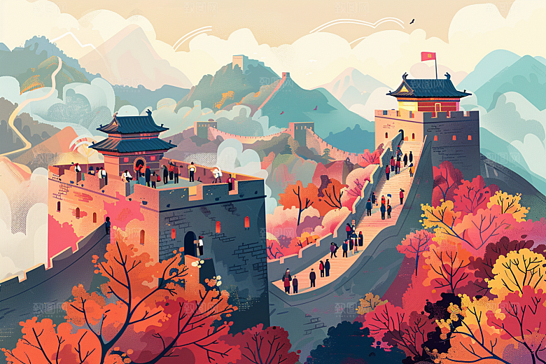 创意长城传统高清艺术插画