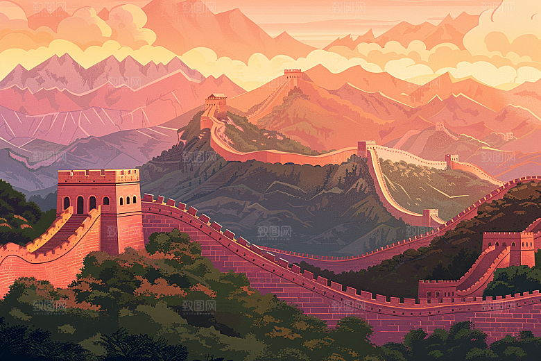 创意长城传统高清艺术插画