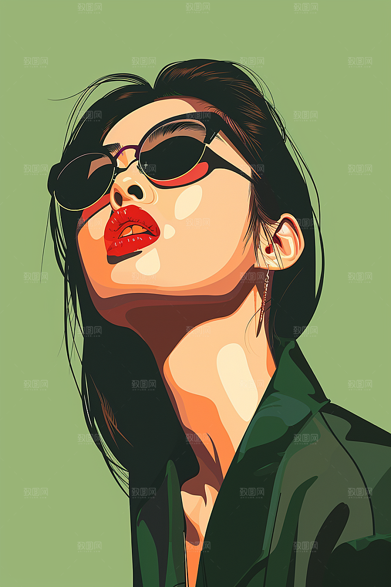 时尚涂鸦人物潮流橙色插画