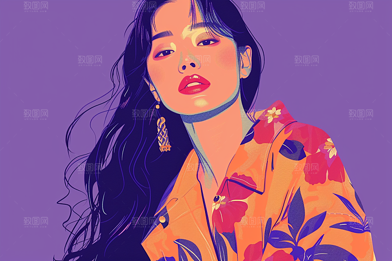 时尚涂鸦人物涂鸦高清插画