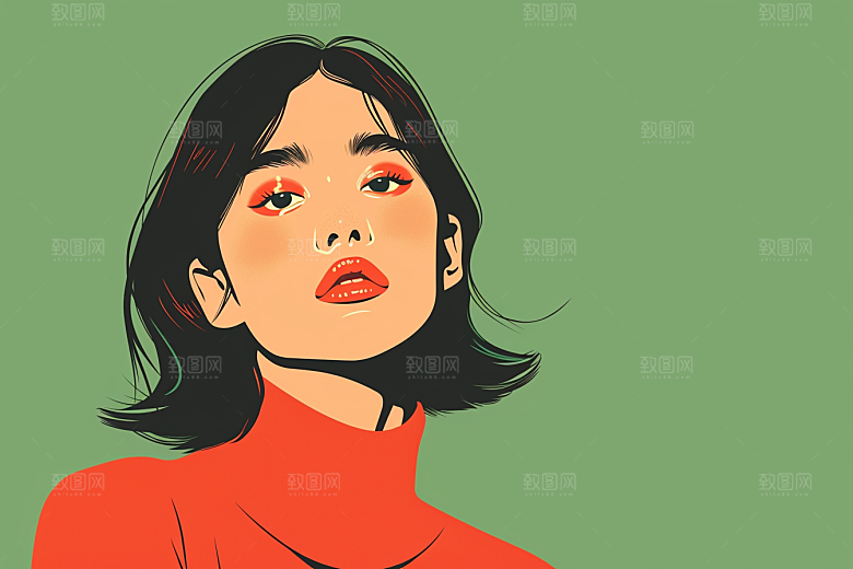时尚涂鸦人物鲜明高清插画