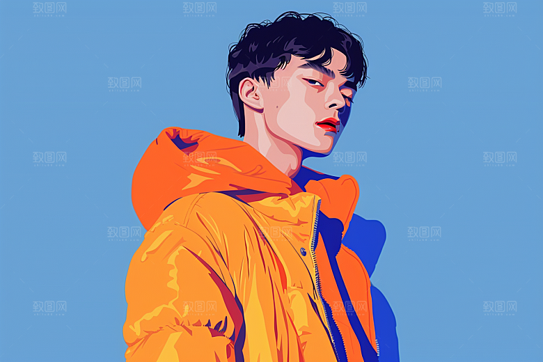 时尚涂鸦人物扁平风鲜明插画