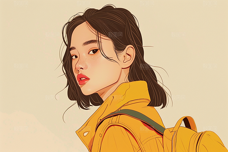 时尚涂鸦人物潮流鲜明插画