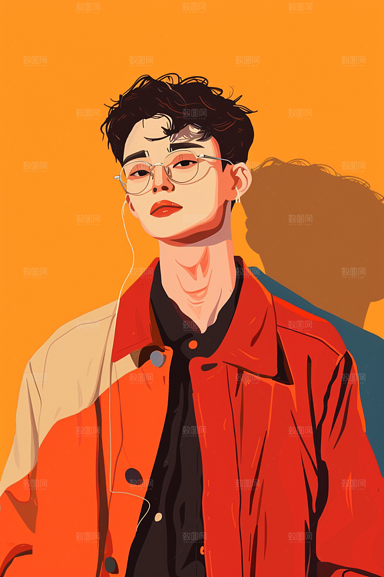 时尚涂鸦人物平面潮流插画