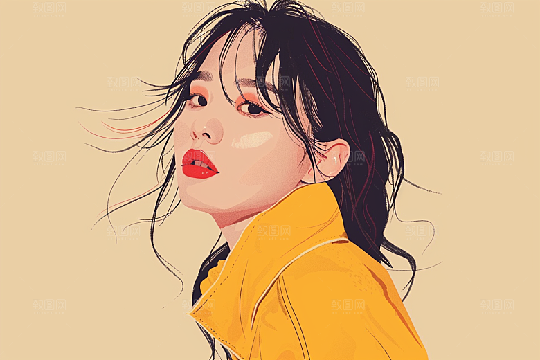时尚涂鸦人物对比色潮流插画