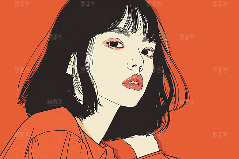 时尚涂鸦人物平面韩流插画