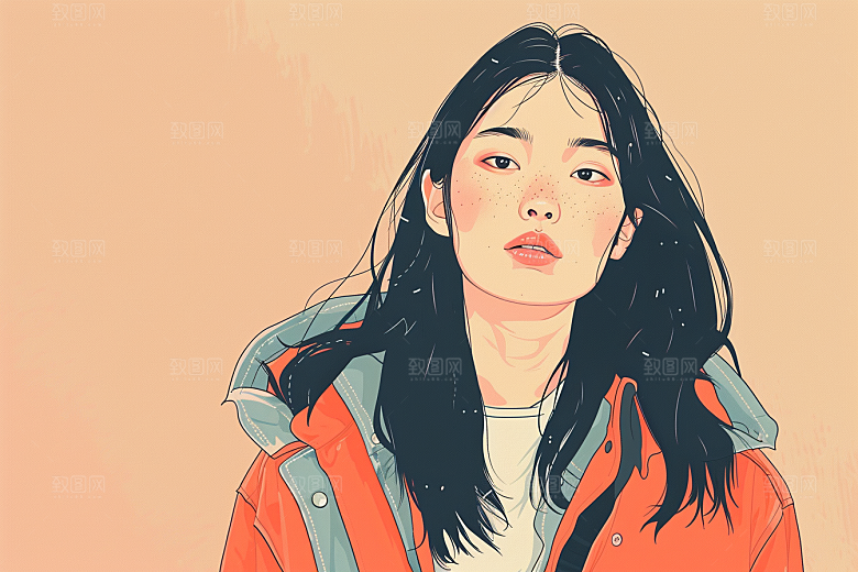 时尚涂鸦人物平面扁平风插画