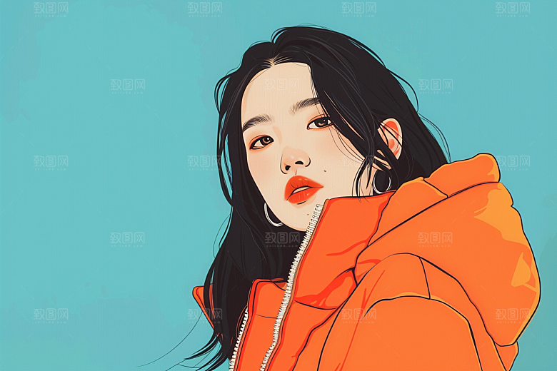 时尚涂鸦人物涂鸦撞色插画