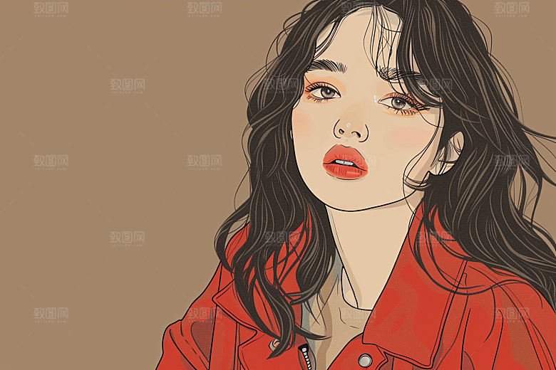 时尚涂鸦人物对比色高清插画