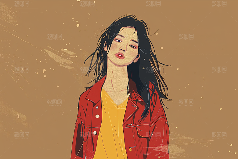 时尚涂鸦人物潮流扁平风插画