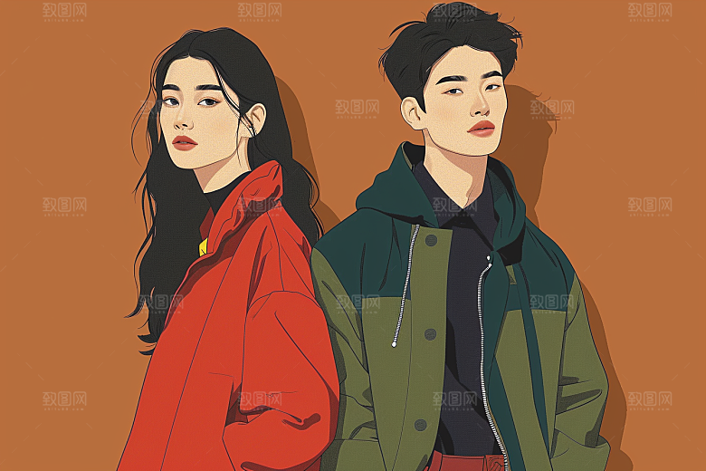 时尚涂鸦人物平面涂鸦插画