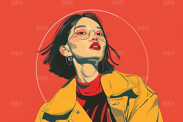 时尚涂鸦人物涂鸦韩流插画