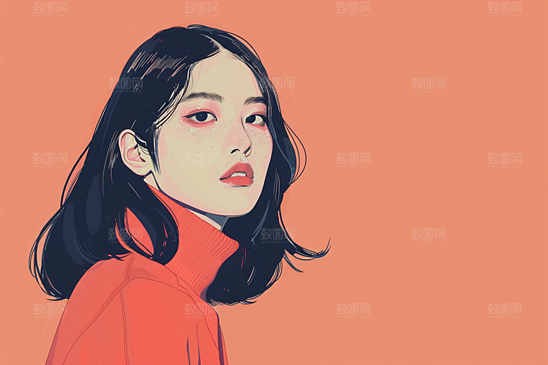 时尚涂鸦人物平面潮流插画