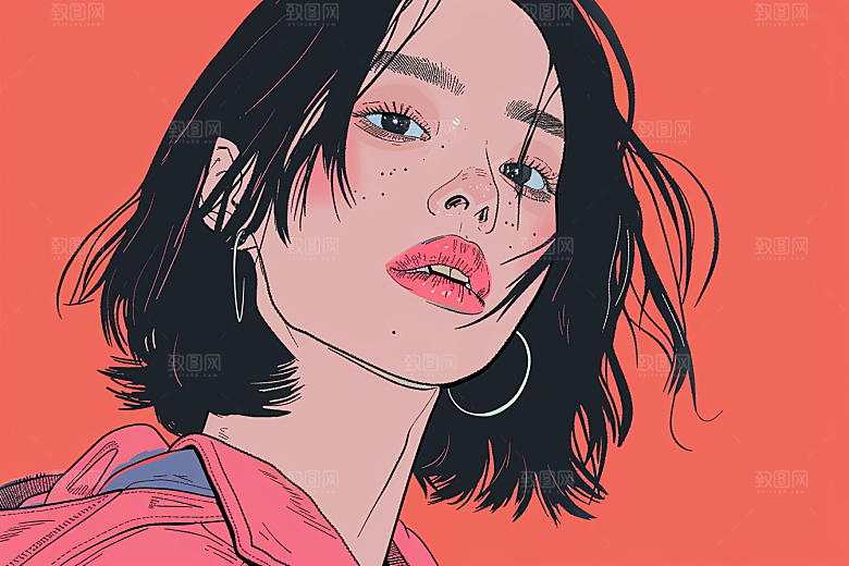 时尚涂鸦人物扁平风涂鸦插画