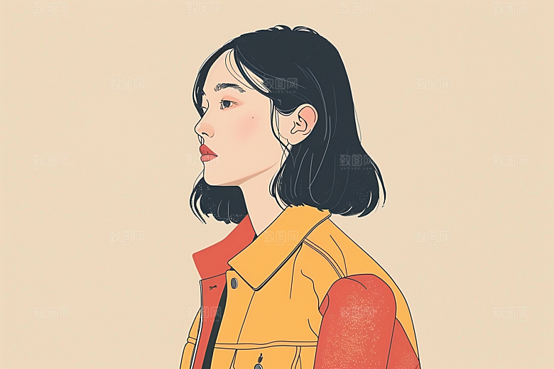 时尚涂鸦人物潮流对比色插画