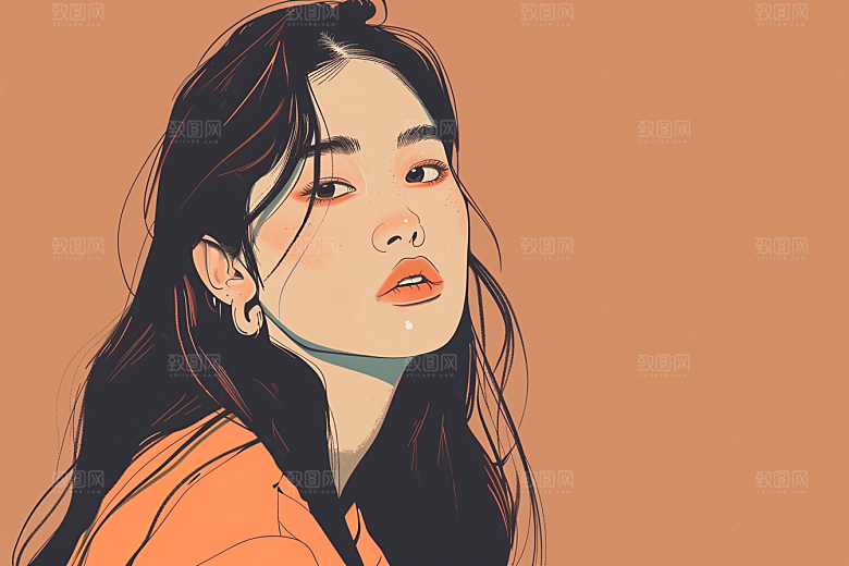 时尚涂鸦人物平面韩流插画