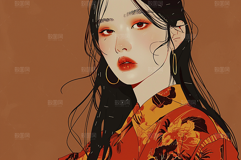 时尚涂鸦人物平面扁平风插画