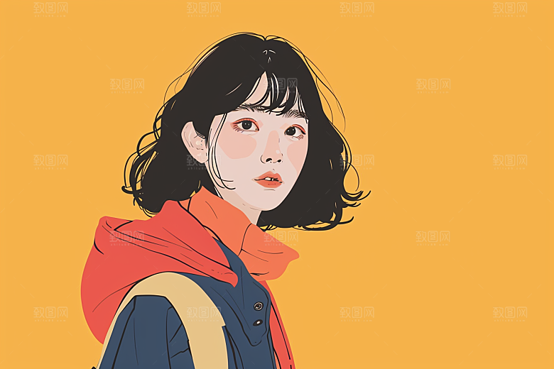 时尚涂鸦人物涂鸦韩流插画