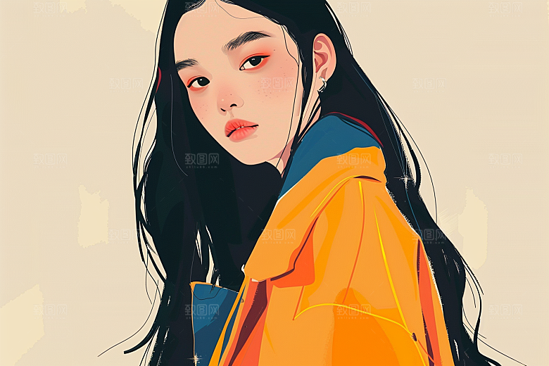 时尚涂鸦人物涂鸦高清插画