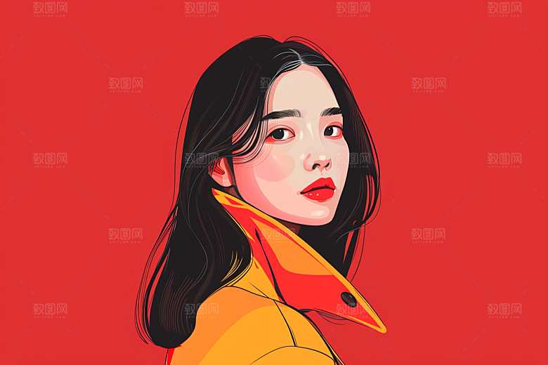 时尚涂鸦人物平面涂鸦插画