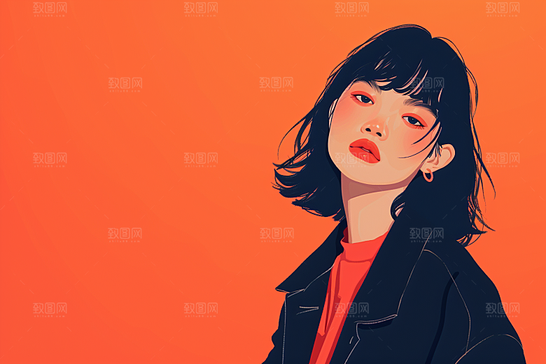 时尚涂鸦人物高清扁平风插画