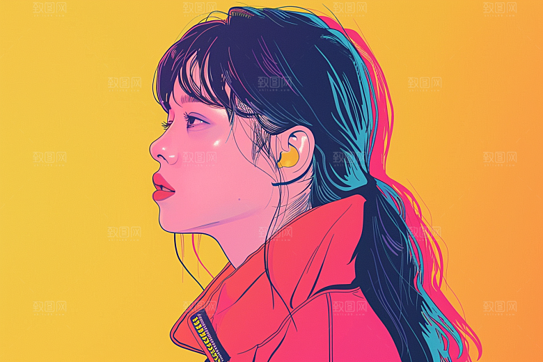 时尚涂鸦人物高清潮流插画