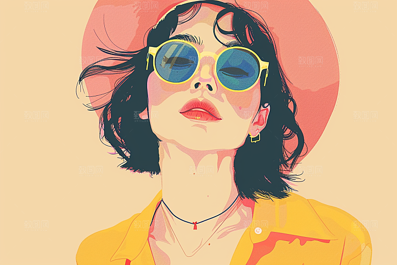 时尚涂鸦人物潮流平面插画