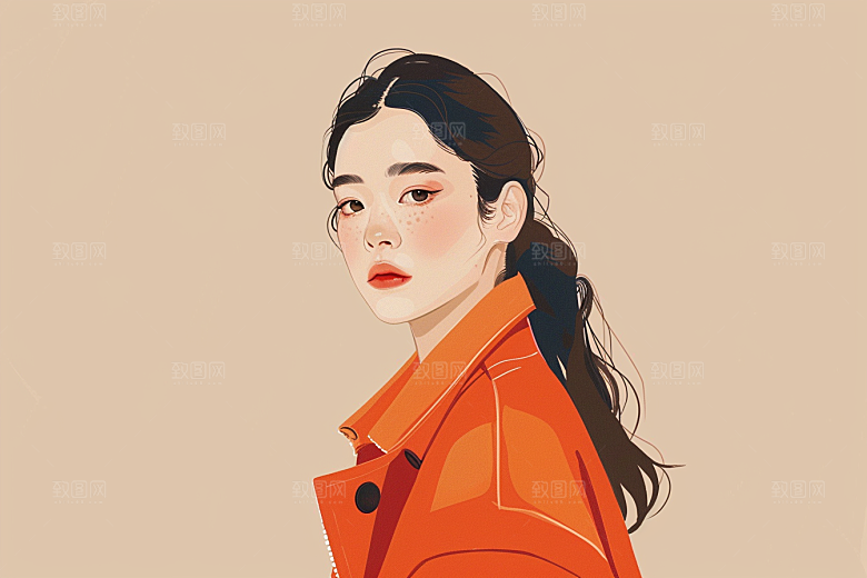 时尚涂鸦人物对比色涂鸦插画